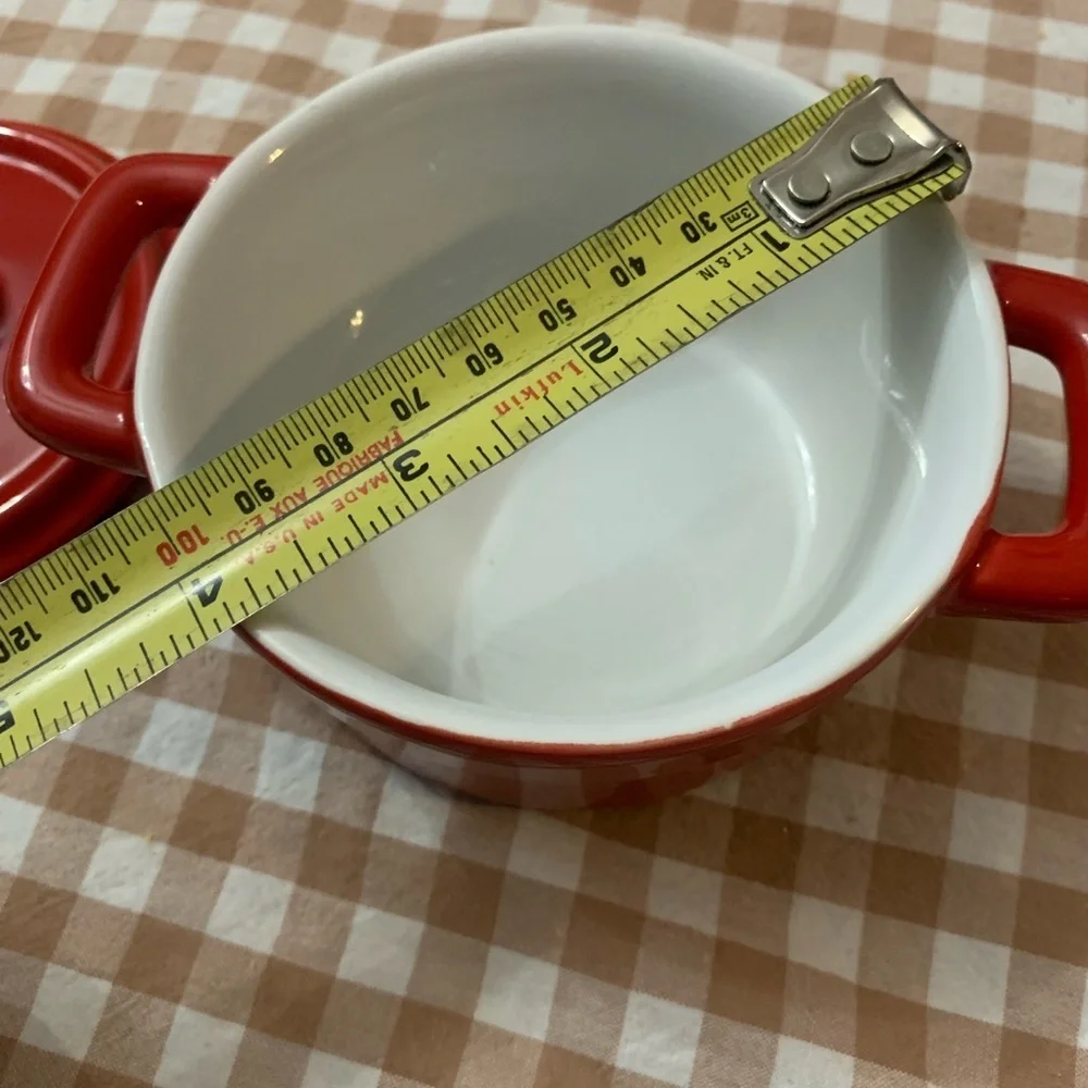 Elegant Red Ceramic Cookware with Lid very small